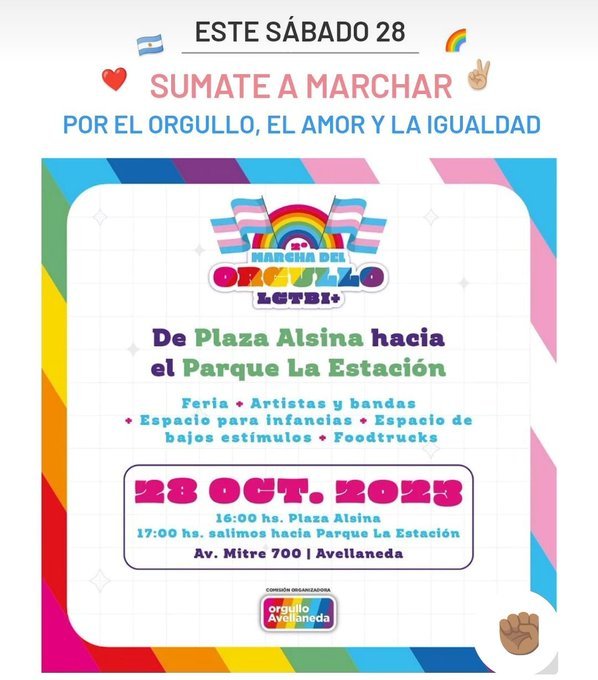 Avellaneda. Se realizará la Marcha del Orgullo LGTBI+