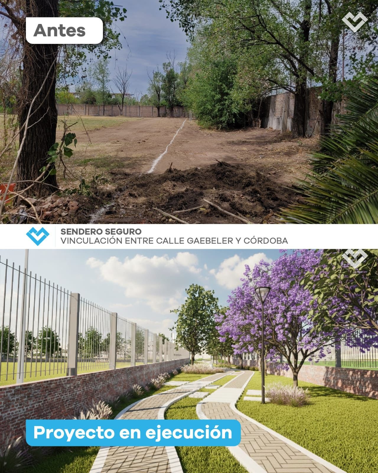 Senderos seguros: avanzan las obras para las escuelas Kennedy y Piedrabuena