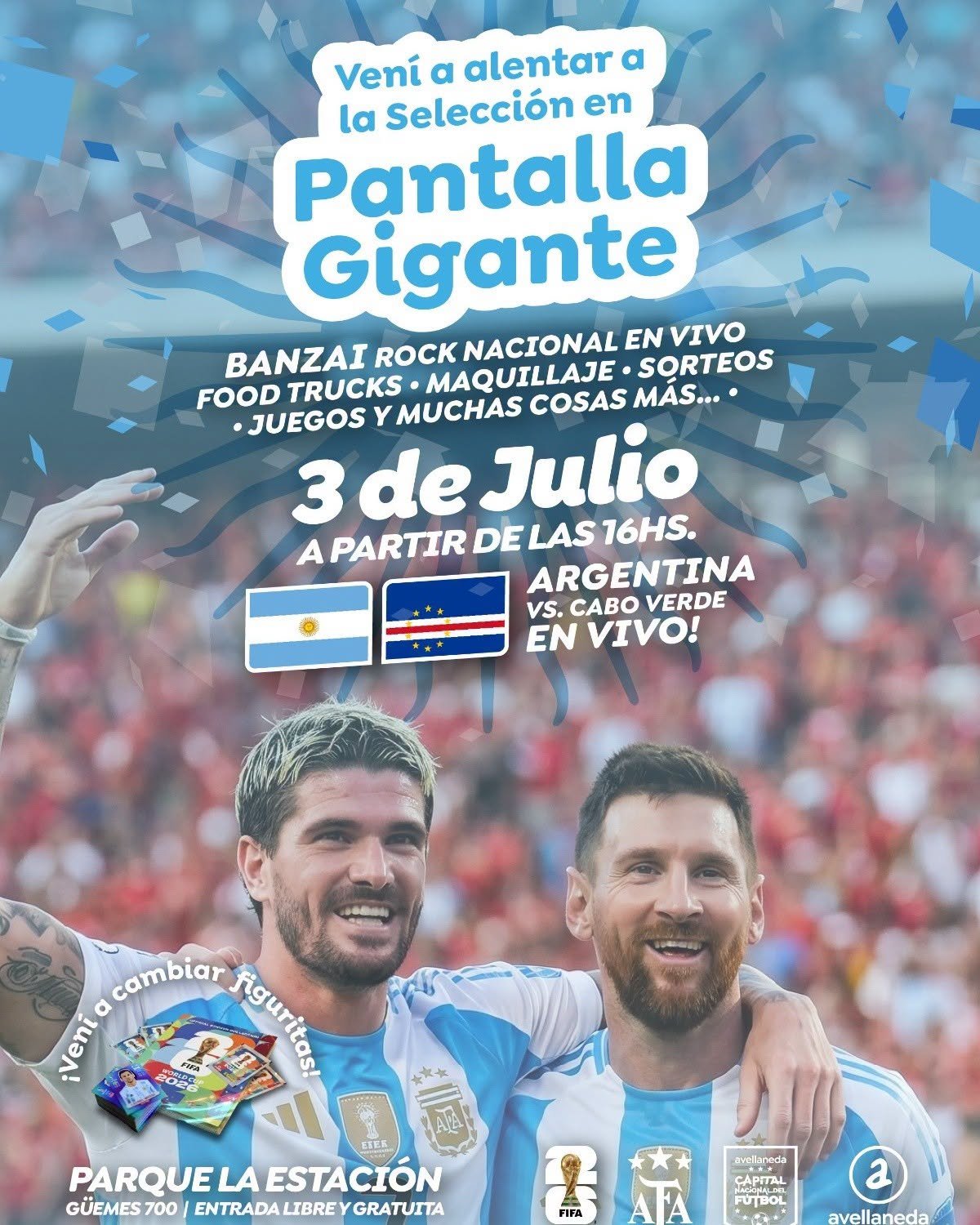 Avellaneda: habrá un FanFest para ver el partido de la Selección Argentina con Cabo Verde