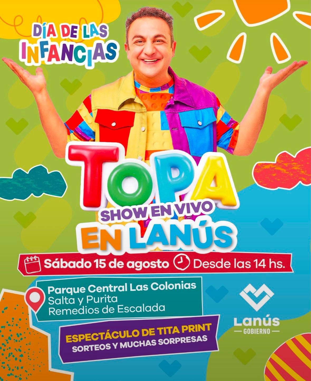 Topa realizará un show gratuito en Lanús