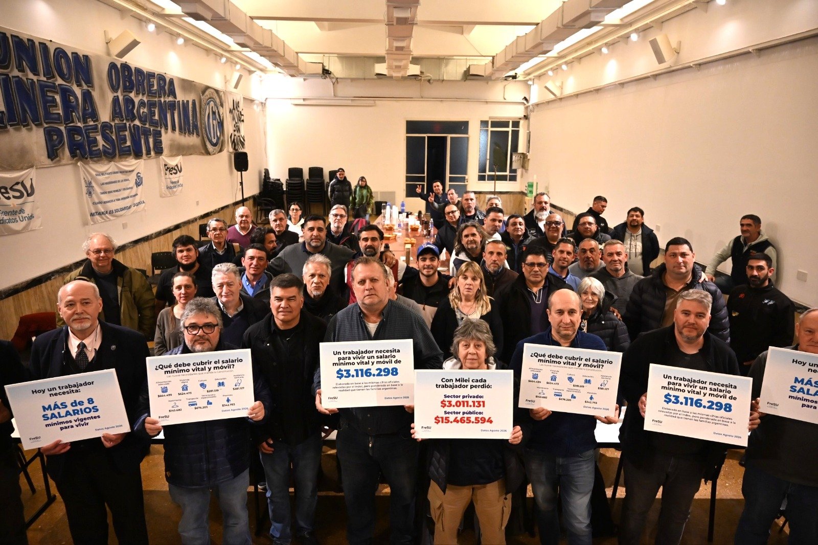 El Frente de Sindicatos Unidos (FreSU) reclamó un salario mínimo de $3.116.298 para una vida digna